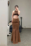 OUDE WAAG Washing Denim Fish Tail Skirt OW-23SS-SK04 reddish brown